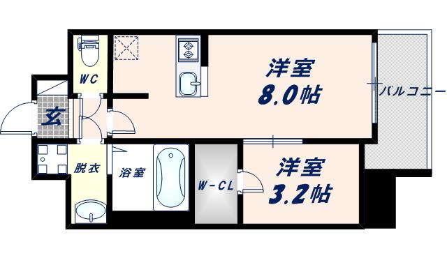 アドバンス大阪ブリアント(1LDK/10階)の間取り写真
