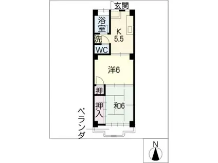 たちばなハイツ(2K/3階)の間取り写真