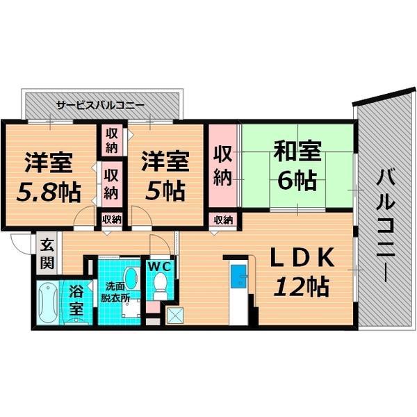 グラン・シャリオ(3LDK/8階)の間取り写真