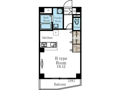 プラージュ煌(ワンルーム/7階)の間取り写真