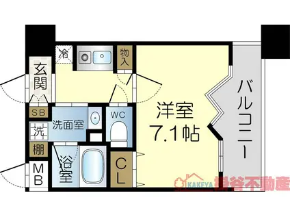 アーバンウェル茨木(1K/6階)の間取り写真