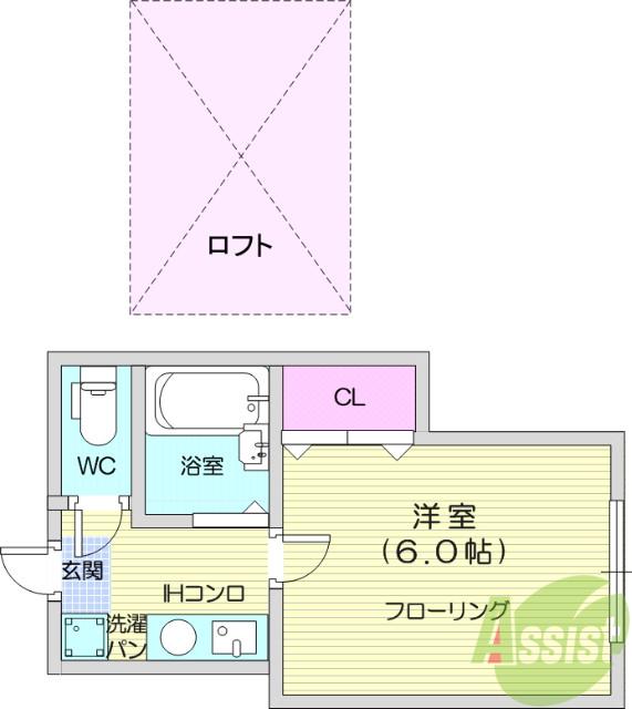 パレス東仙台3(1K/1階)の間取り写真