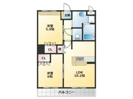 フジ ベル メゾン(2LDK/1階)の間取り写真