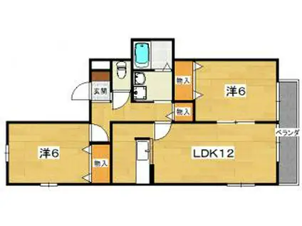カーサエスペランサ(2LDK/2階)の間取り写真