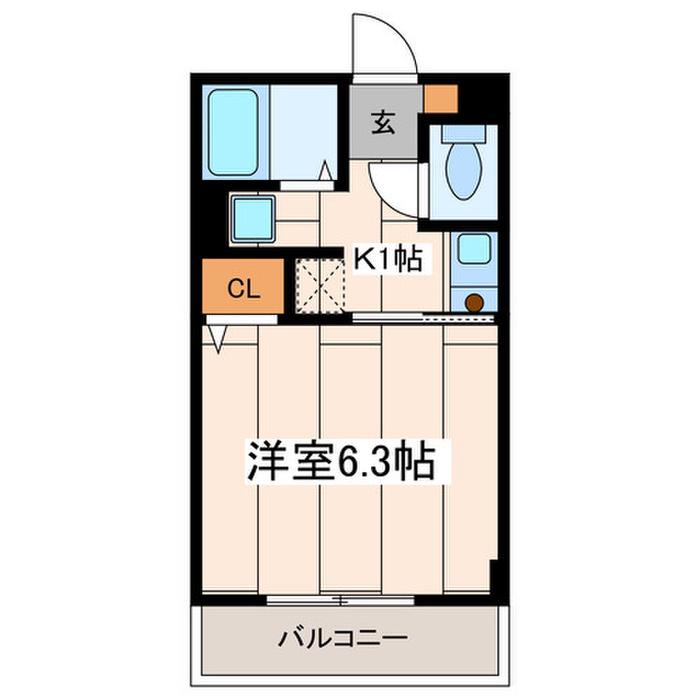 ルミエール久里浜(1K/1階)の間取り写真