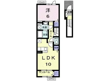 カーサ・ミヤノウラ(1LDK/2階)の間取り写真