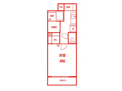 フェリーチェ上大岡(1K/2階)の間取り写真