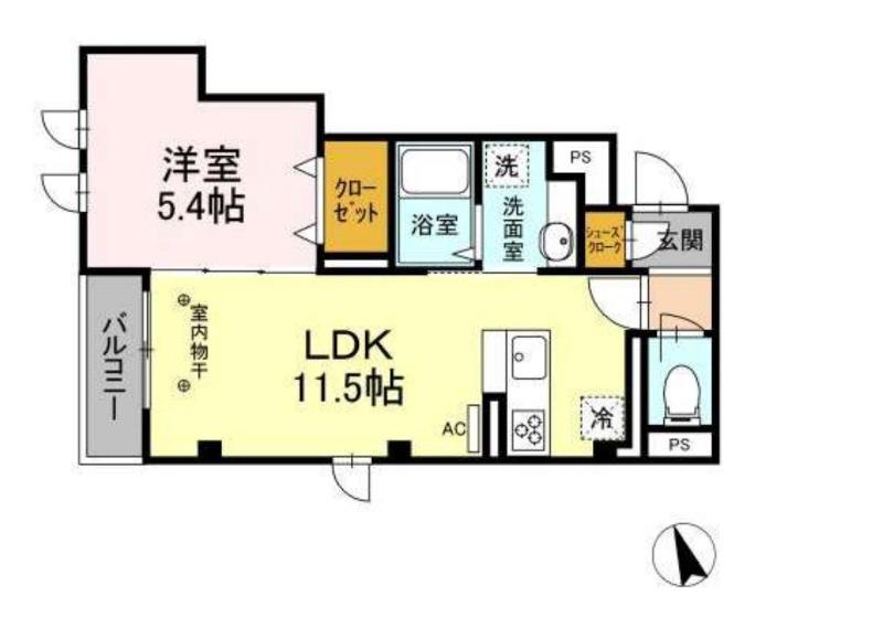ルシエル恵比寿南(1LDK/2階)の間取り写真
