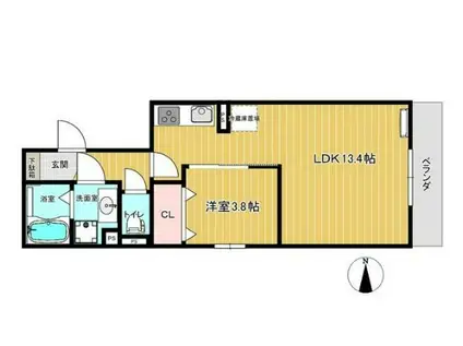 シャルマン草加VI(1LDK/3階)の間取り写真