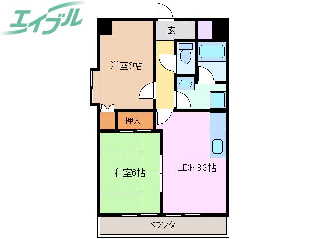 レスカール幸町(2LDK/5階)の間取り写真