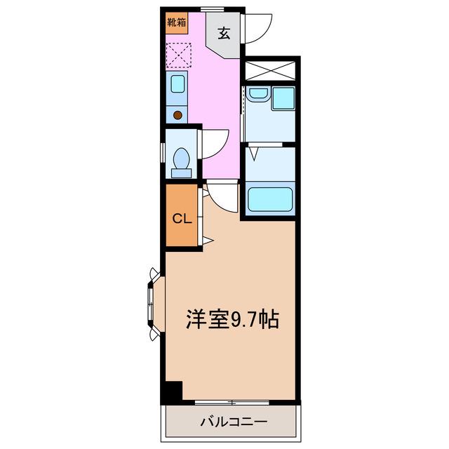 アンソレイエ(1K/1階)の間取り写真