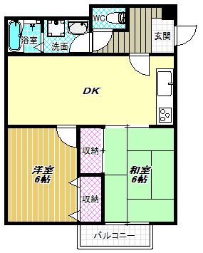 メゾン立部(2LDK/2階)の間取り写真