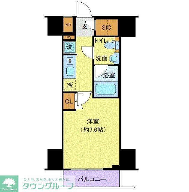 ジェノヴィア川崎VII(1K/6階)の間取り写真