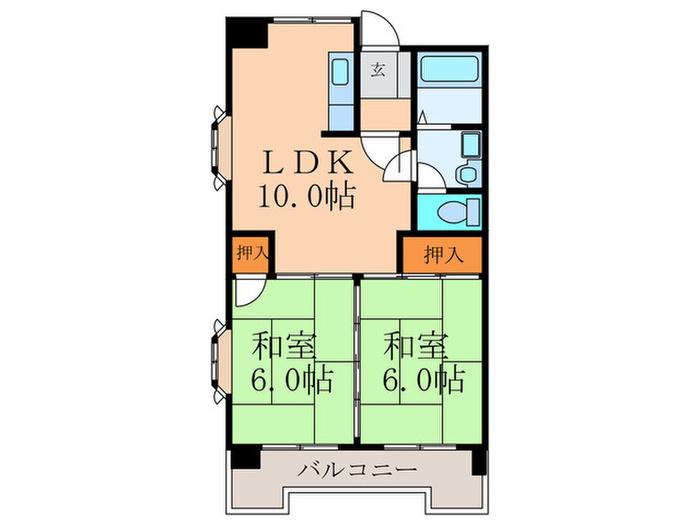 レジデンス鋲賀(2LDK/5階)の間取り写真