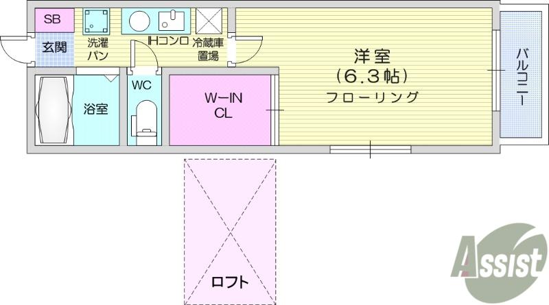 ホワイトキャッスル八乙女Ⅲ(1K/1階)の間取り写真