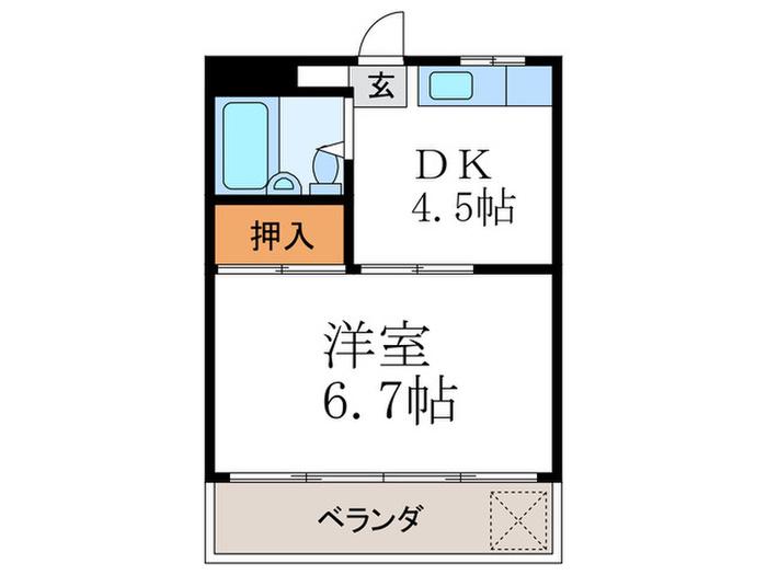 コーポ安井(1DK/2階)の間取り写真