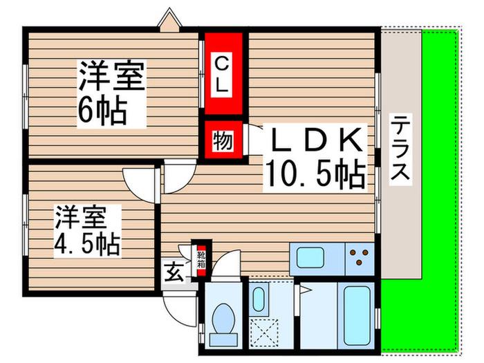 URBAN 170 A 棟(2LDK/1階)の間取り写真
