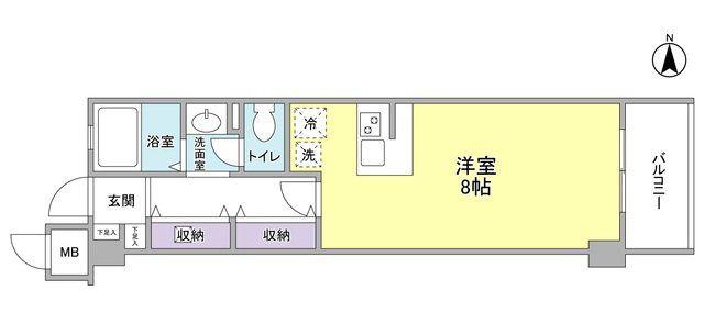 セイジュプレイス(ワンルーム/4階)の間取り写真