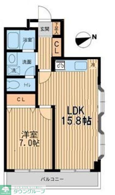 グリーンヒルズ芦花(1LDK/4階)の間取り写真