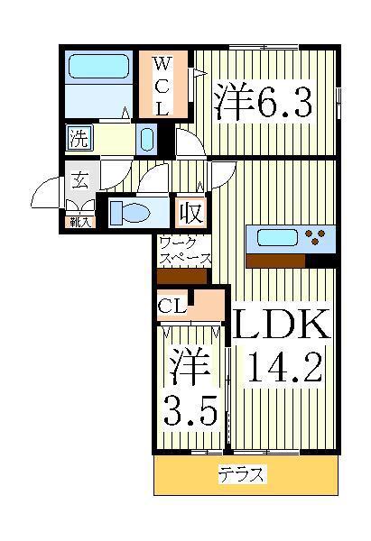 カンパーナ(2LDK/1階)の間取り写真