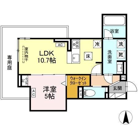 セレスティア草薙町(1LDK/1階)の間取り写真