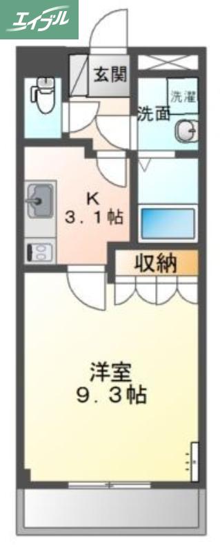オレンジヒルズ(1K/3階)の間取り写真