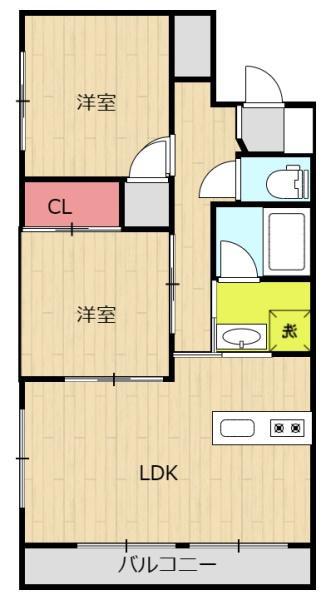 パークサイド柳丸(2LDK/3階)の間取り写真