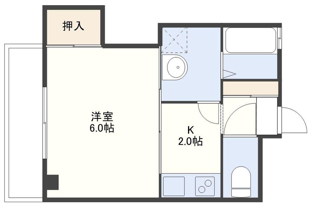 エスポワール博多屋(1K/2階)の間取り写真