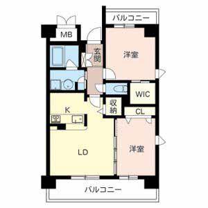 パストラル光町(2LDK/8階)の間取り写真