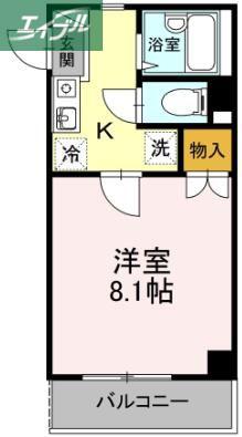 メゾンなかやま(1K/4階)の間取り写真