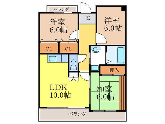ミューズコート(3LDK/2階)の間取り写真