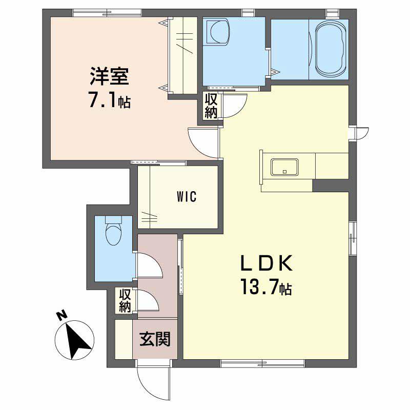 サニーコートB棟(1LDK/1階)の間取り写真