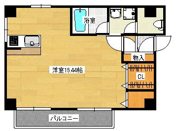 木村ビル(ワンルーム/2階)の間取り写真