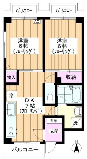 浅見マンション(2DK/3階)の間取り写真