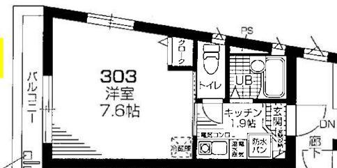ウィステリアコンフォート(1K/3階)の間取り写真