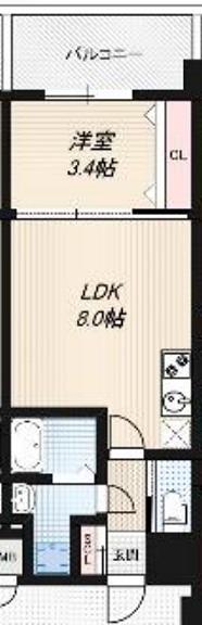 LUXE服部天神(1LDK/5階)の間取り写真