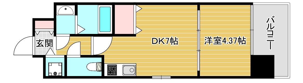 スワンズシティ心斎橋アネーロ(1DK/3階)の間取り写真