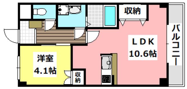 エトワール新在家(1LDK/4階)の間取り写真