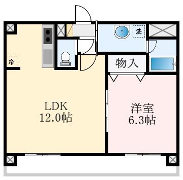 パラッツォ・アルモーニア(1LDK/3階)の間取り写真