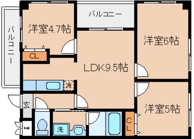 コウベアーバンIII(3LDK/5階)の間取り写真