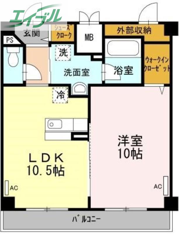 田町ガーデンハイツ(1LDK/8階)の間取り写真