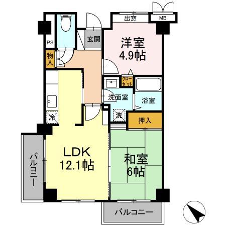 ウィステリア(2LDK/5階)の間取り写真