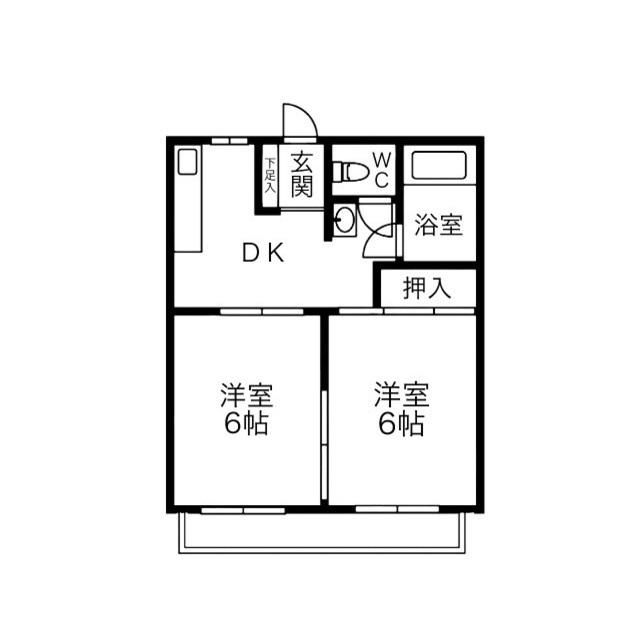 本町マンション(2DK/1階)の間取り写真