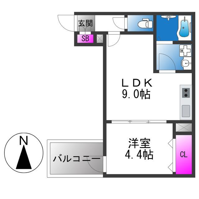 LINO久宝寺(1LDK/1階)の間取り写真