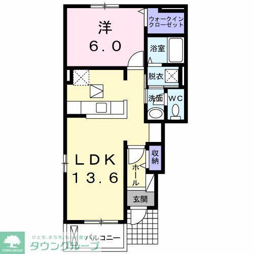 ロワゾーブルーJ(1LDK/1階)の間取り写真