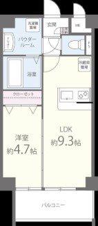 モントーレヒルズ悠(1LDK/4階)の間取り写真