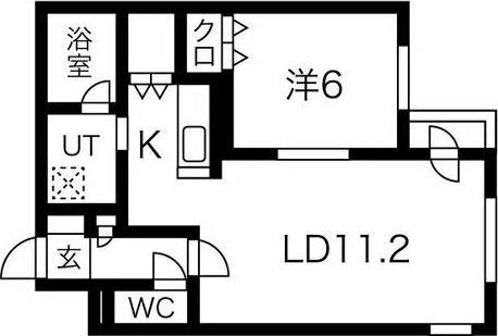 クラリス菊水(1LDK/3階)の間取り写真