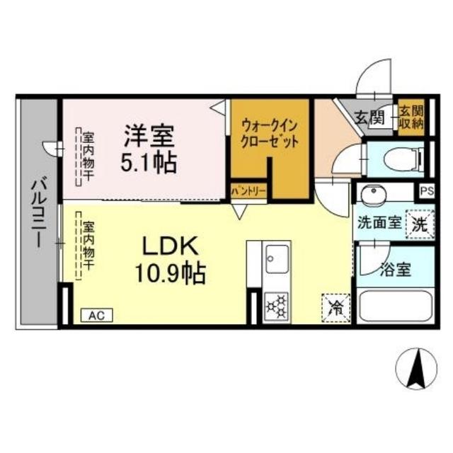 D CREST 若松町(1LDK/2階)の間取り写真