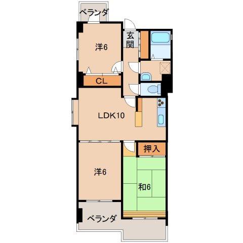 ブリリアント本町(3LDK/4階)の間取り写真