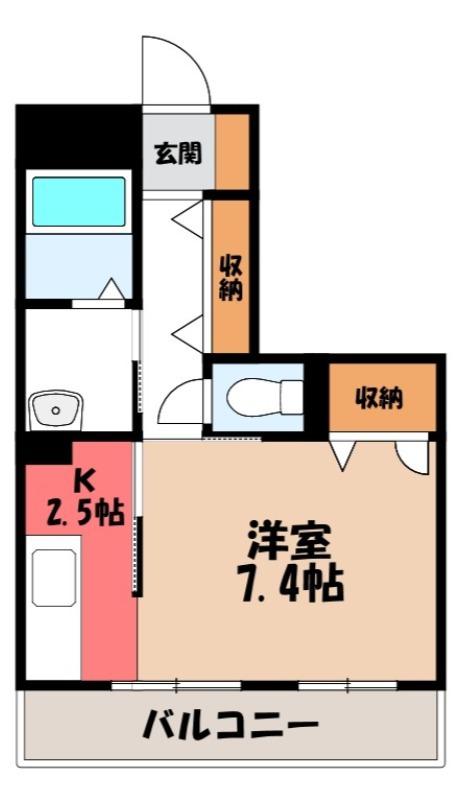 ヴィクトワール(ワンルーム/2階)の間取り写真